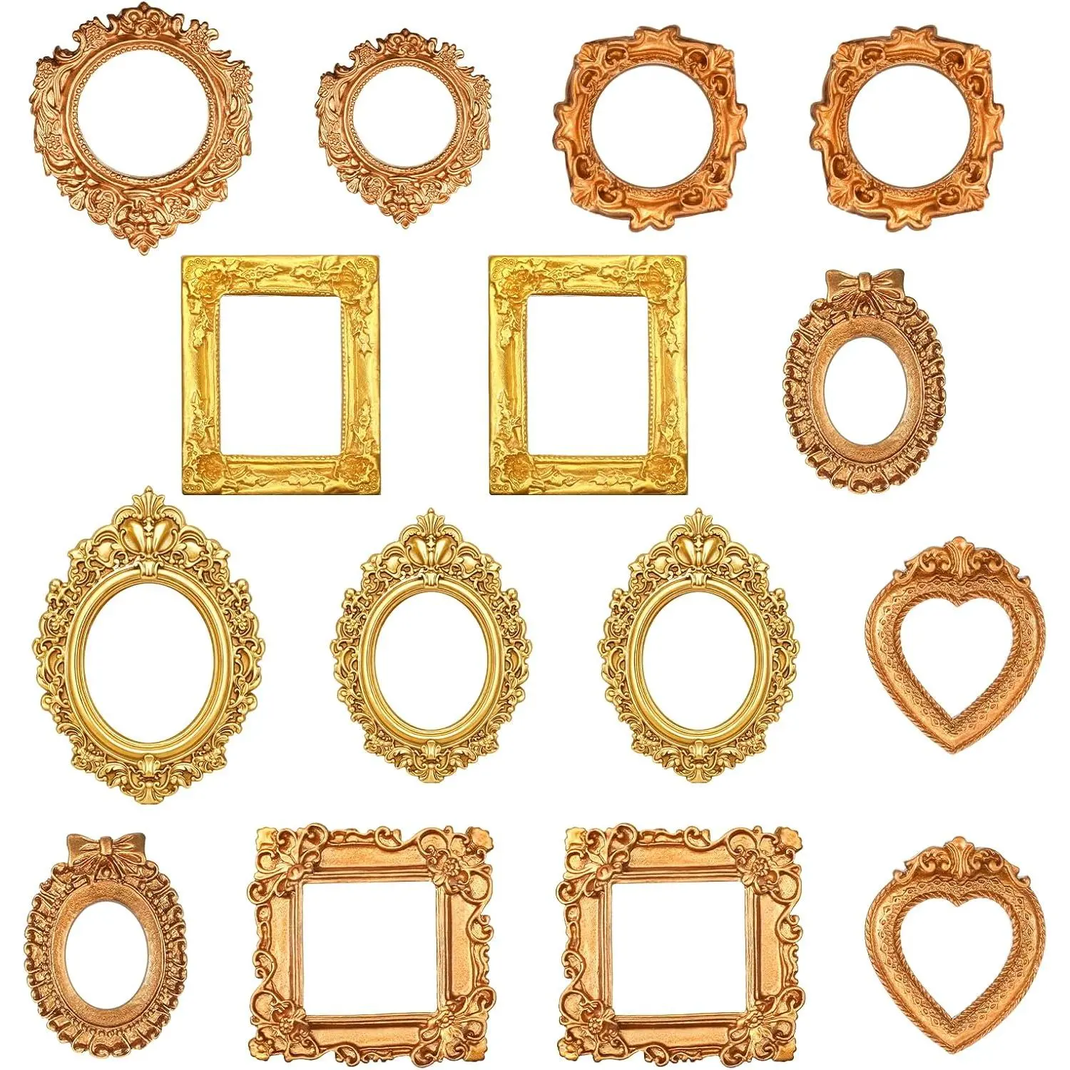 15 count  Mini  Frames, Baroque Small Picture Frames,  Antique Frame for Adults  Display Holiday Party Dollhouse Photography Wall Miniatures Decor