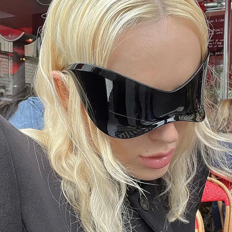 Women’s Wind Resistant Rimless Single Lens Shield Sunglasses, Trendy Y2K Punk Wraparound Sport Eyewear, Lightweight Fashion Accessory for Cycling, Travel, Festival and Daily Sunny Outdoor Activities