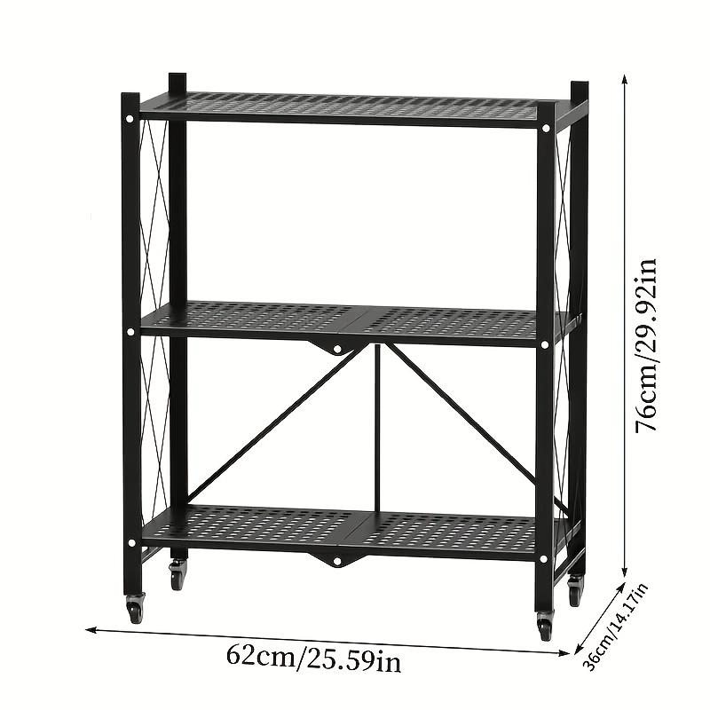 3/4/5 Layer Folding Storage Rack, No Installation, with Wheels, Can Move Freely, Suitable for Living Rooms, Kitchens, Garages, Study Rooms, Basement Storage Rooms, Practical Shelves, Multi-Tier Office Storage Rack Standing Shelf, Standing Shelf