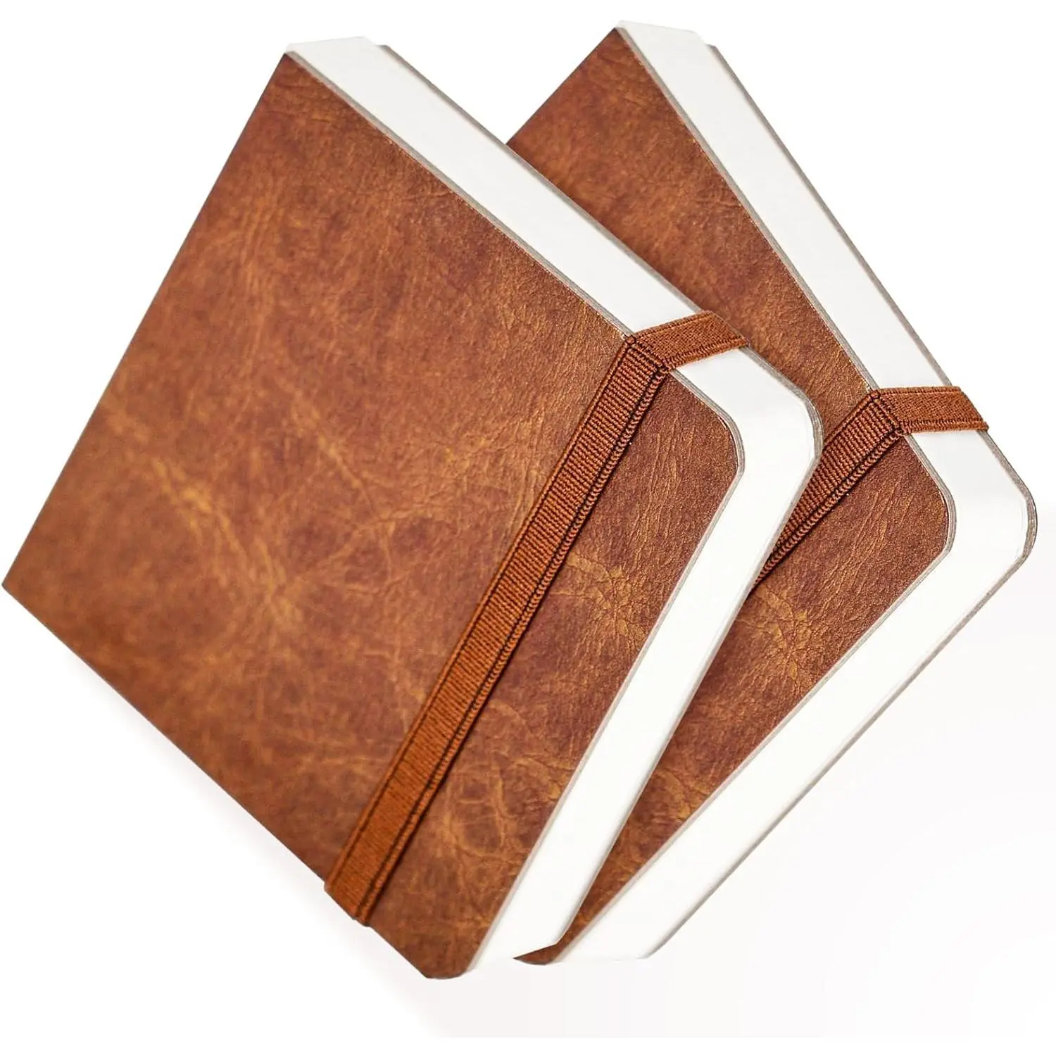 Watercolor Journal 2-Pack, 3.9x3.9, 44 Pages Each,Cold-Pressed 100% Cotton, Pearlescent PU Leather Brown Hard Cover, Art Supplies for Watercolor