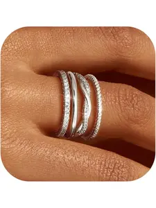 Stackable Rings for Women Non Tarnish Dainty Gold Plated Stackable Thin Rings Cubic Zirconia Thumb Ring Set Trendy Statement Promise Wedding Bands Engagement Ring for Women Size 5-10