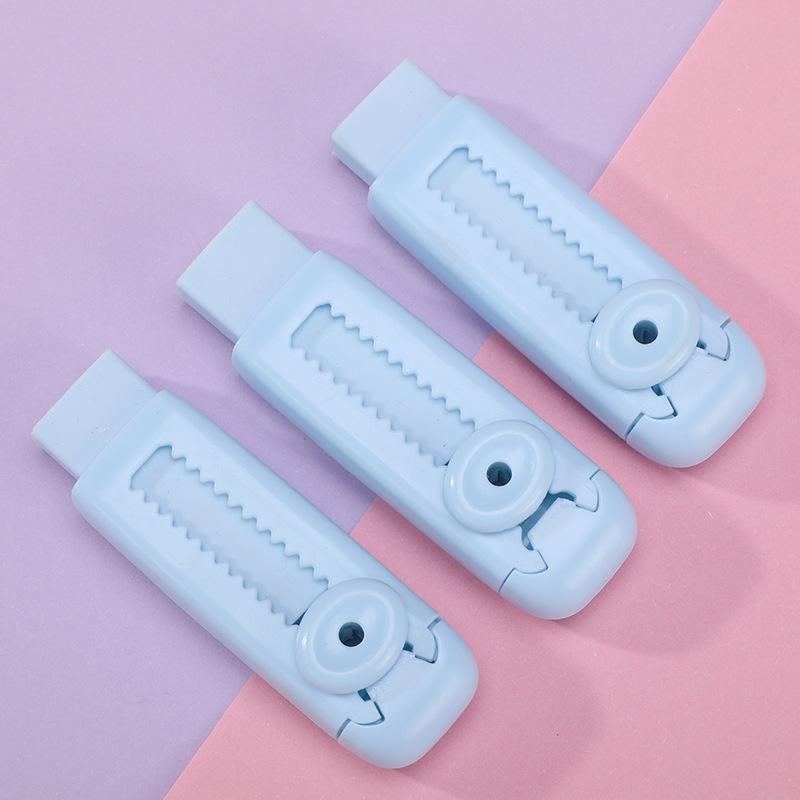 Random Color Mini Cute Eraser, 3 Counts Portable Retractable Eraser, Clean Eraser, Writing & Correction Tool for Home School Office