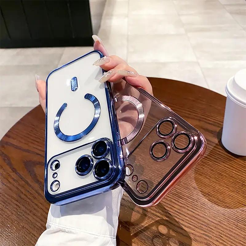 OREKROY Clear Case for iPhone 17 Pro Max 17 Air 17 Pro 17, 16 15 Pro Max,Compatible with MagSafe,with Camera Lens Protector,Slim Magnetic Soft TPU Phone Cover