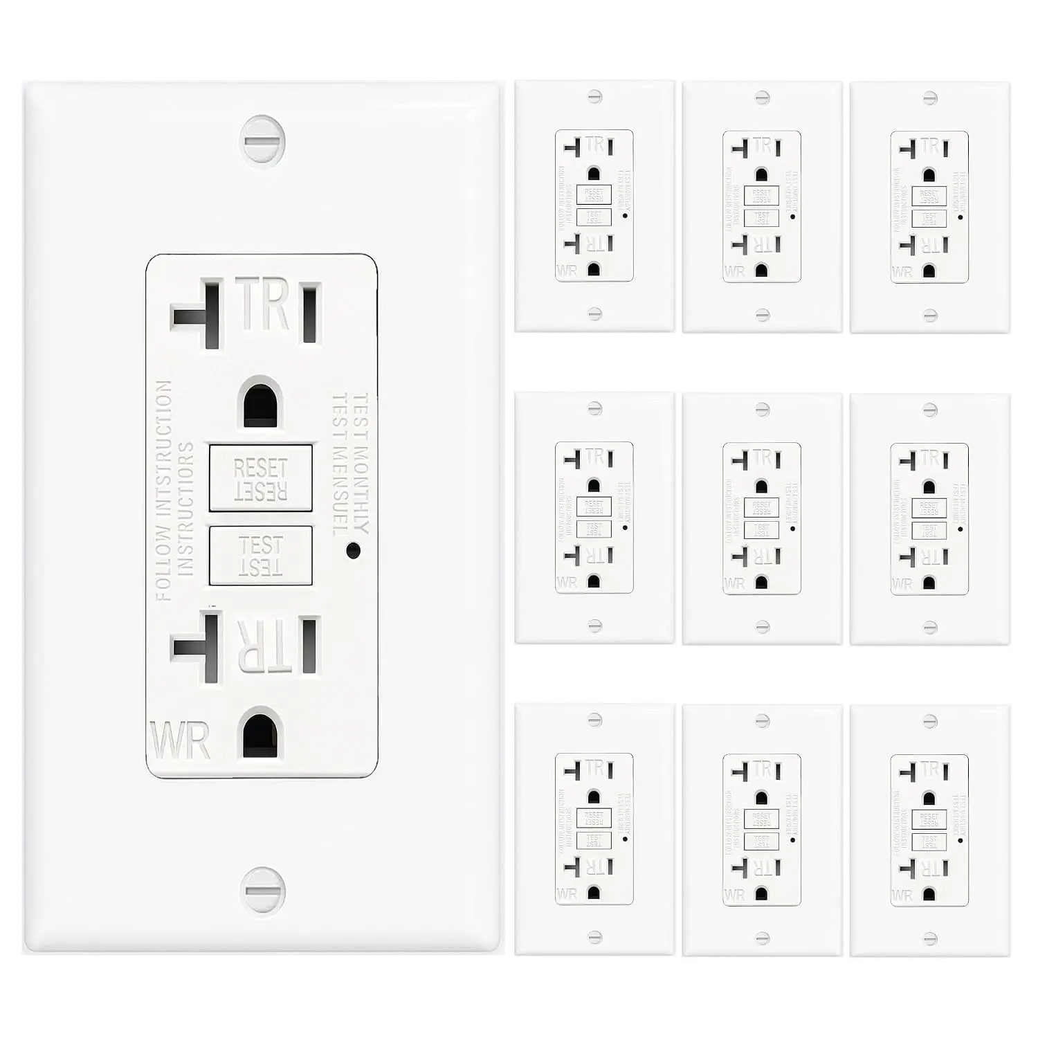 White Tamper-Proof Weather-Resistant GFCI Outlet Sockets (1-Pack, 15A) - Self-Test, LED, UL Listed, Easy Install, Safety Outlets Sockets for Outdoor & Bathroom Use