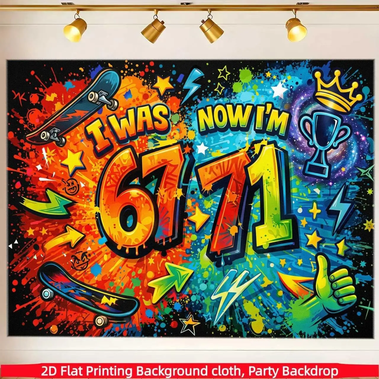 2D Flat Street Graffiti Style Party Background Cloth, Ideal for Birthday Celebrations, Stage Decor, Fashion Photography, Home Wall Decoration