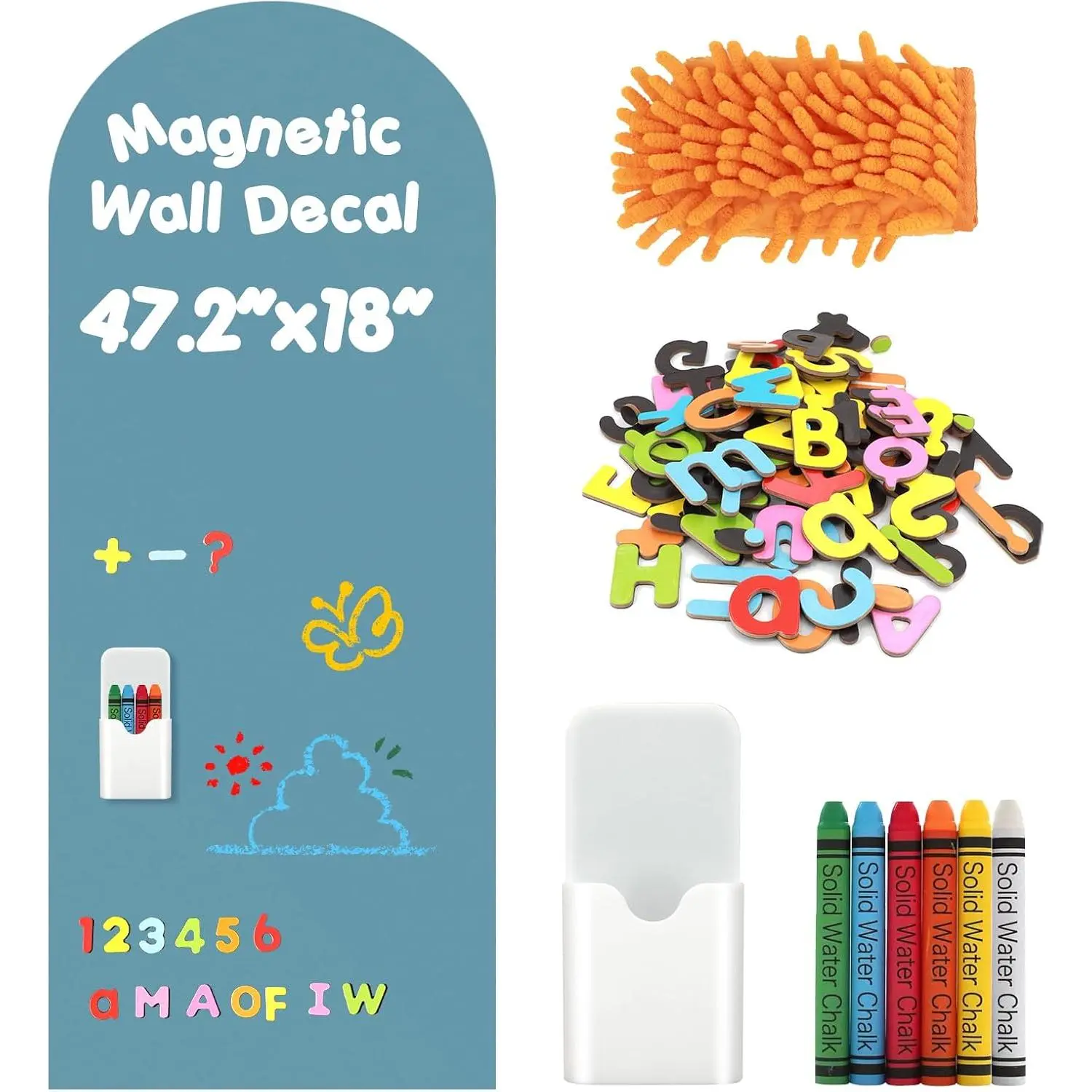 Arch Wall Decal,.2" x 18" Matte Self-Adhesive Chalkboard Set | Arch  Wall Decal Set with 87 count,Peel and Stick Chalkboard Sticker Easy to Write Clean for  Playroom  School