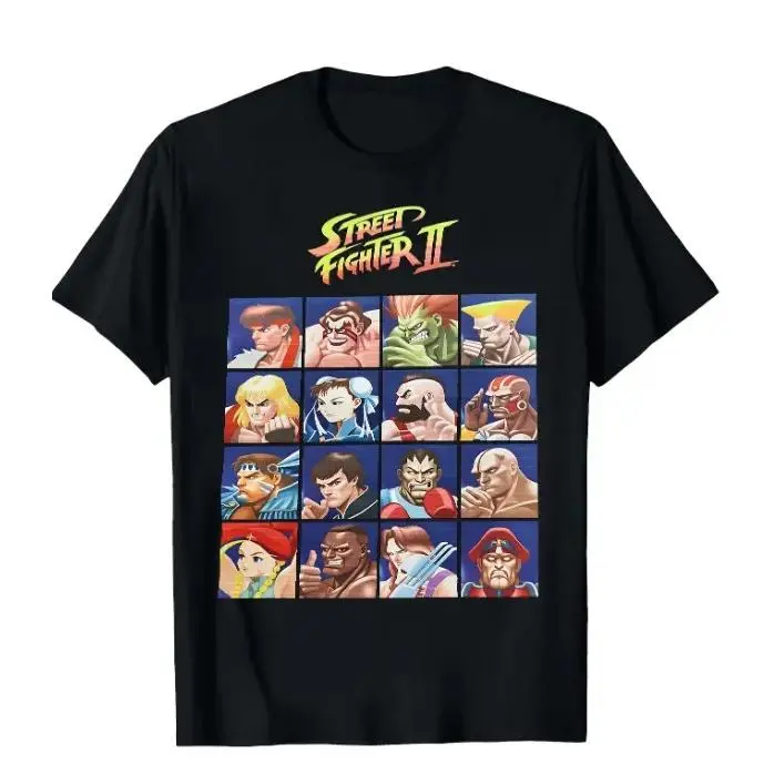 Street Fighter II Men's Unisex T-Shirt |       Official Retro Game with 16 Selectable Characters |       Large Loose Fit |       Round Neck Short Sleeve Breathable Summer Casual |       For Fans and Collectors Brazil