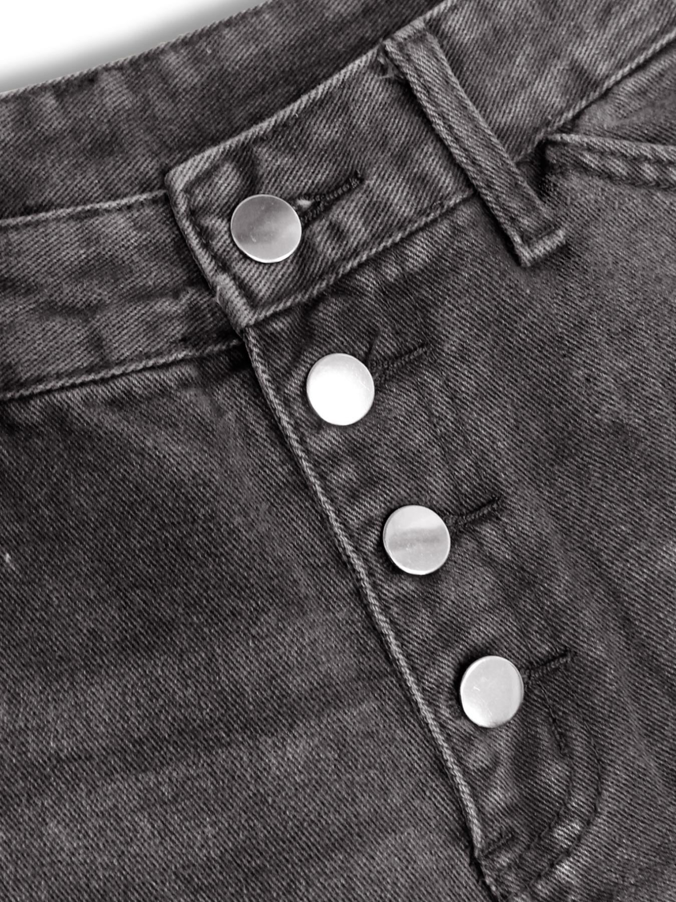 Men's Solid Button Fly Wide Leg Jeans, Loose Casual Comfy Denim Trousers for Daily Wear, Fashion Men's Bottoms for All Seasons, Denim Clothing