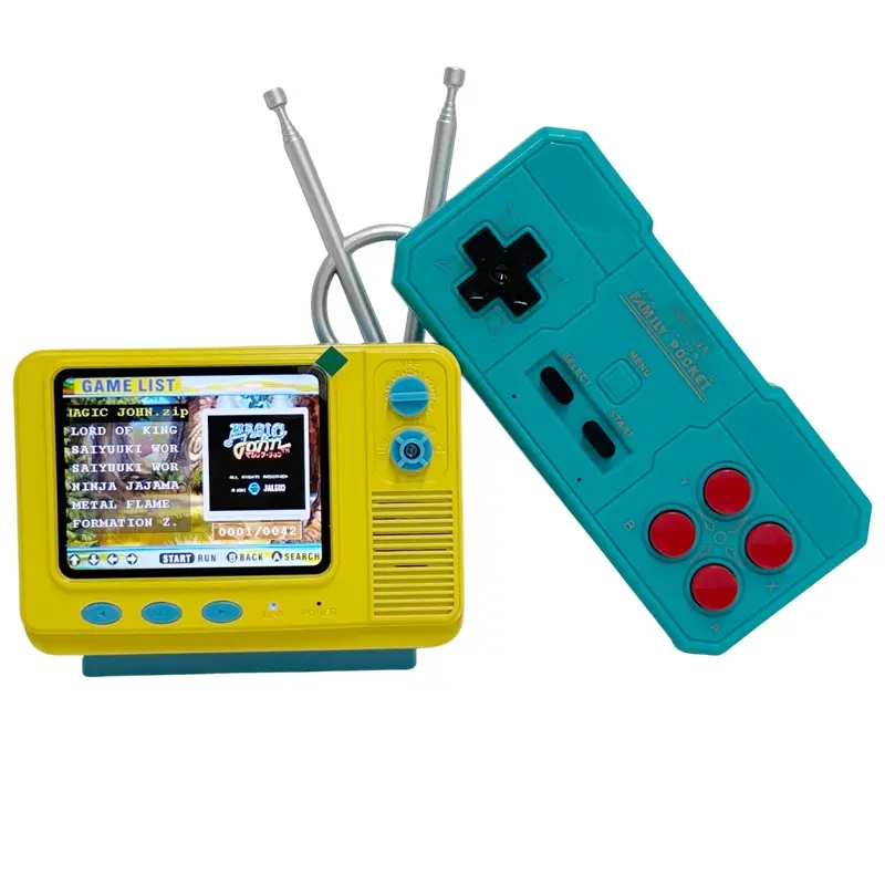 Retro gaming console GV300S; classic games, vintage three-color controller, mini handheld TV-style game system perfect for children and nostalgic adults alike, Video Game Console, Arcade Handheld Console, Compact