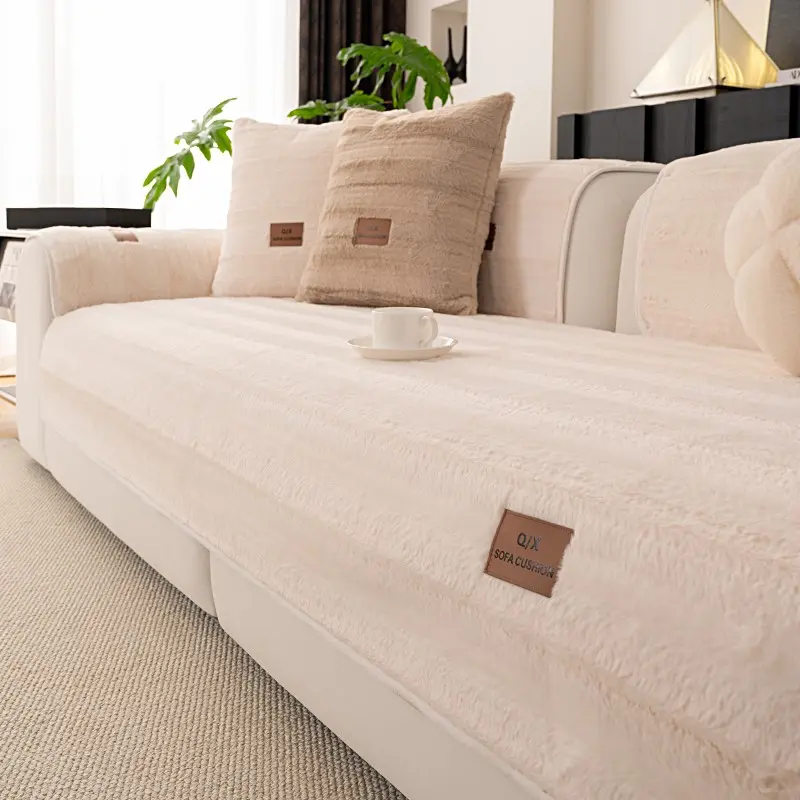 1pc Plush Sofa Cushion, Pet-Friendly Non-Slip Durable Decor, Polyester Material, Suitable for Chaise Longue, Reusable