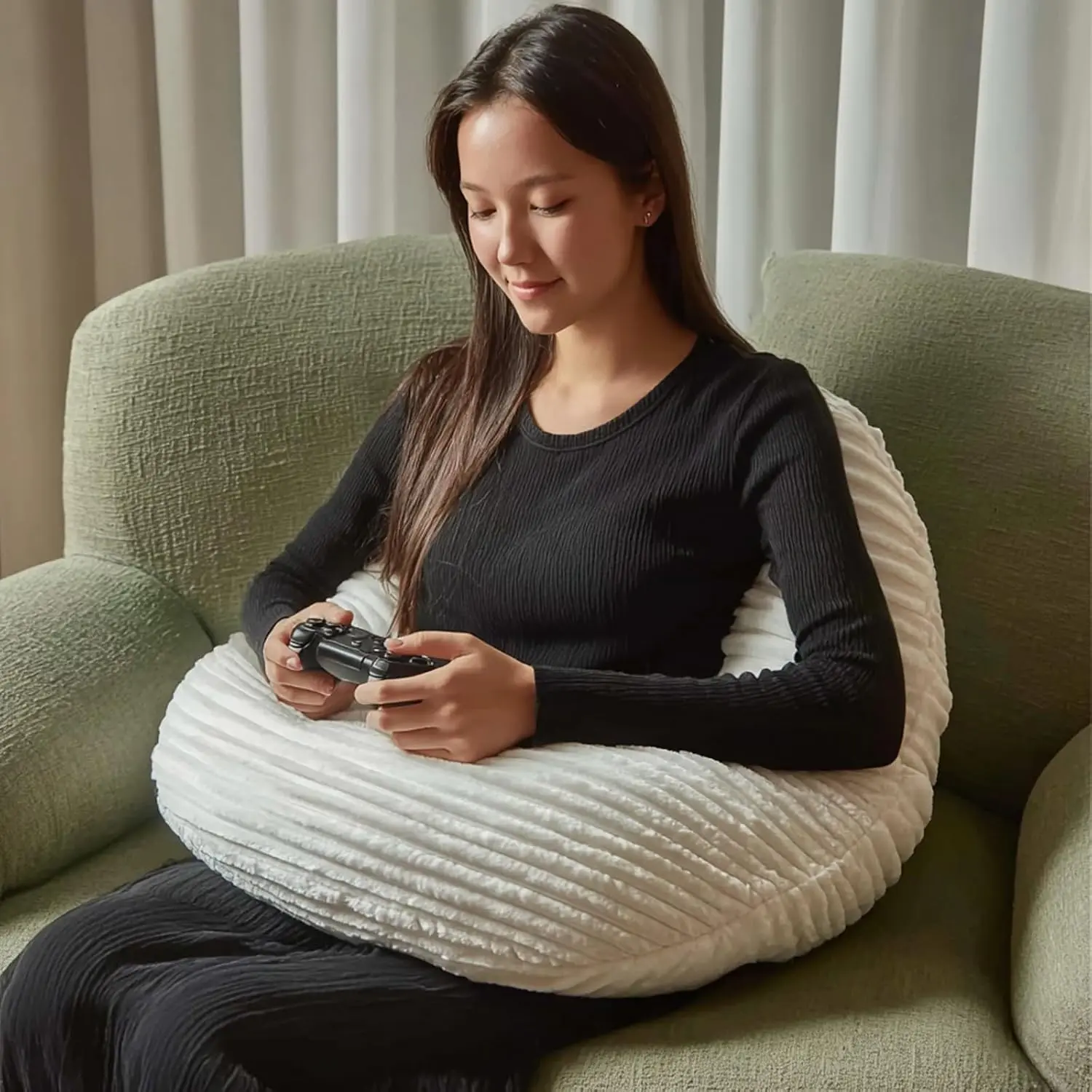 Gaming Crochet Pillow for Lap Support Lap Desk Pillow Setting in Bed or Sofa, U-Shaped Arm Pillows for Adults,Reading Pillow for Gaming, Working, Writing in Bed Couch Floor
