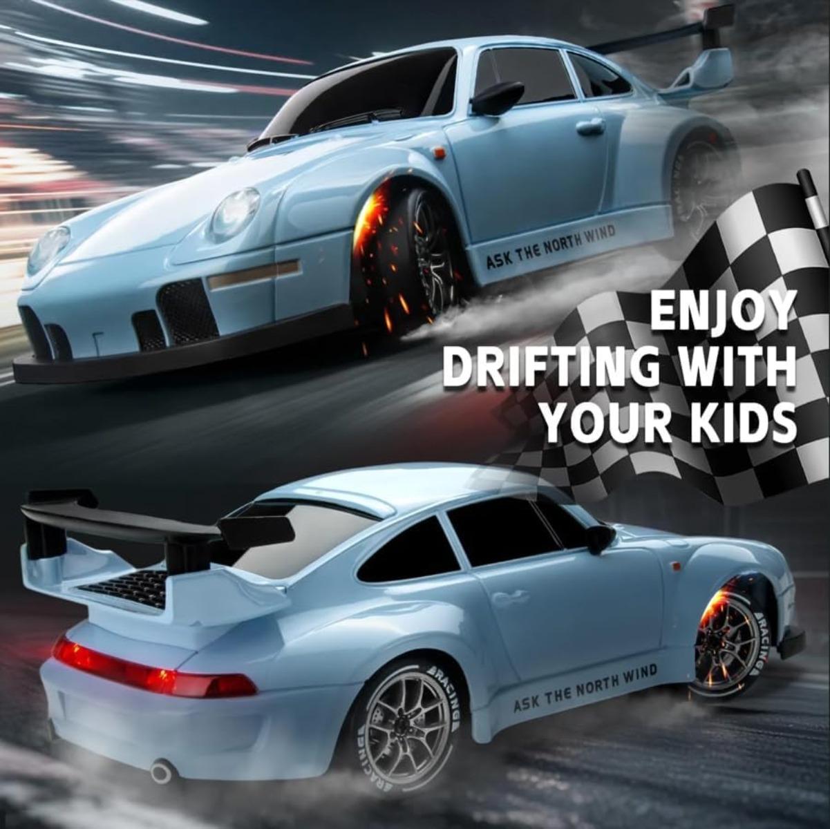 2.4GHz high-speed remote control drift car, 1:24 ratio four-wheel drive, with LED lights and dual batteries. Dual mode racing. Remote drifting pickup truck, high-speed remote control car, ideal gift for Easter and birthdays, super cool boy toy.