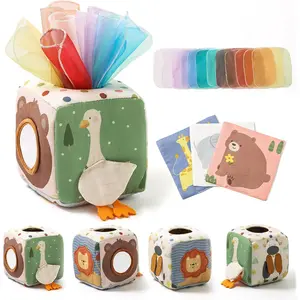 Tissue Box Toy   6-12 Months, Montessori Sensory Toys  1 Year Old Boy, Infant Toy with Crinkle Tissues & Fine Motor,  6 9 12 18 Months Old Kids 1st Birthday New model balance animal