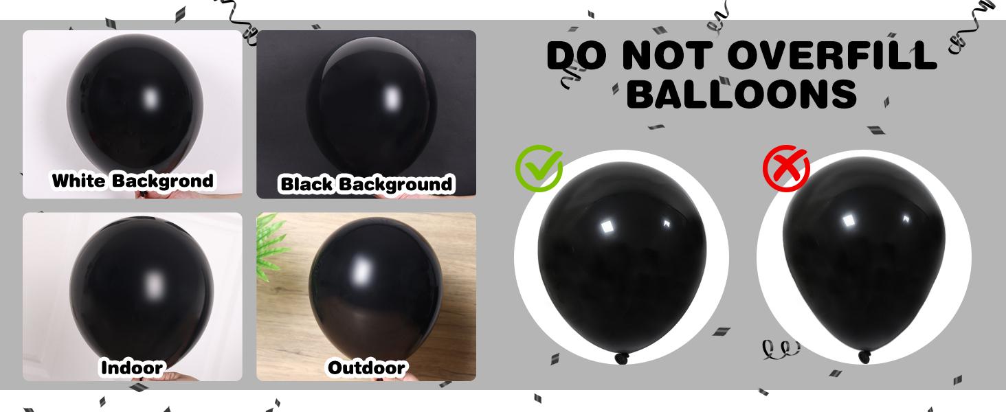 129Pcs Black Balloons Different Sizes Garland Arch Kit, 18/12/10/5 Inch Latex Balloons for Halloween, Birthday, Wedding & Party Decorations