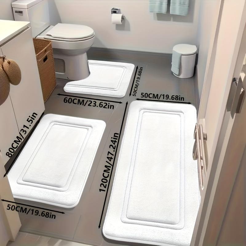 3pcs Non-Slip Bath Mats |   Ultra-Absorbent, Soft Polyester Bathroom Rugs for Tub, Shower, Home Decor and Floor Matting