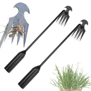 Weed Puller Tool Garden Weed Pulling Tool, Portable Garden Weeder Tool Uprooting Weeding Tool, 4 Teeth Manganese Steel Forged Hand Weeder for Vegetable Gardening Backyard Farm Planting & Weeding