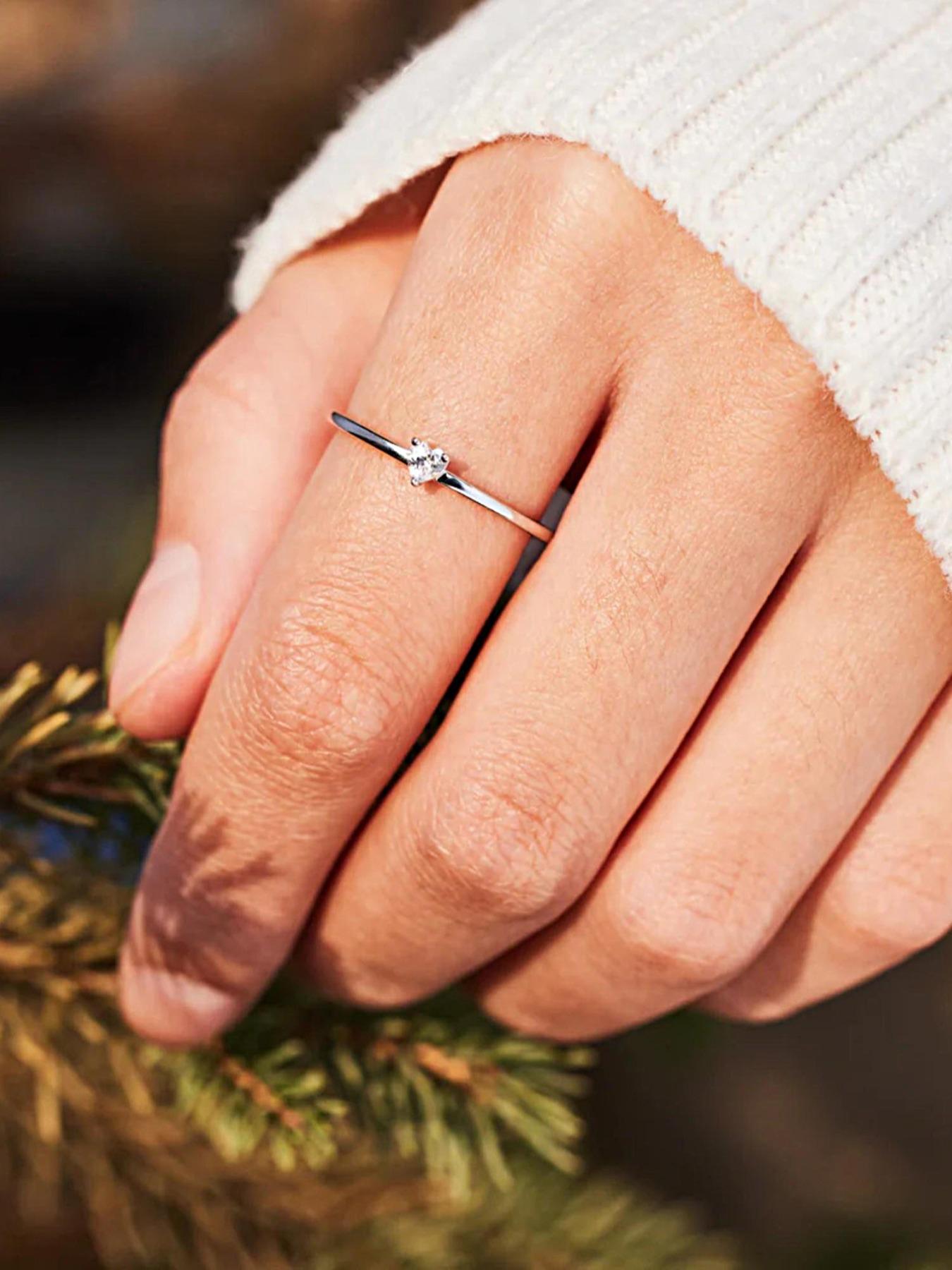 S925 Sterling Silver Heart Shaped Artificial Zirconia Ring, Elegant Compact Ring for Women & Girls, Fashion Promise Ring, Fashion Jewelry for Party, Daily Decor, Trendy All-match & Exquisite Jewelry for Birthday Gift