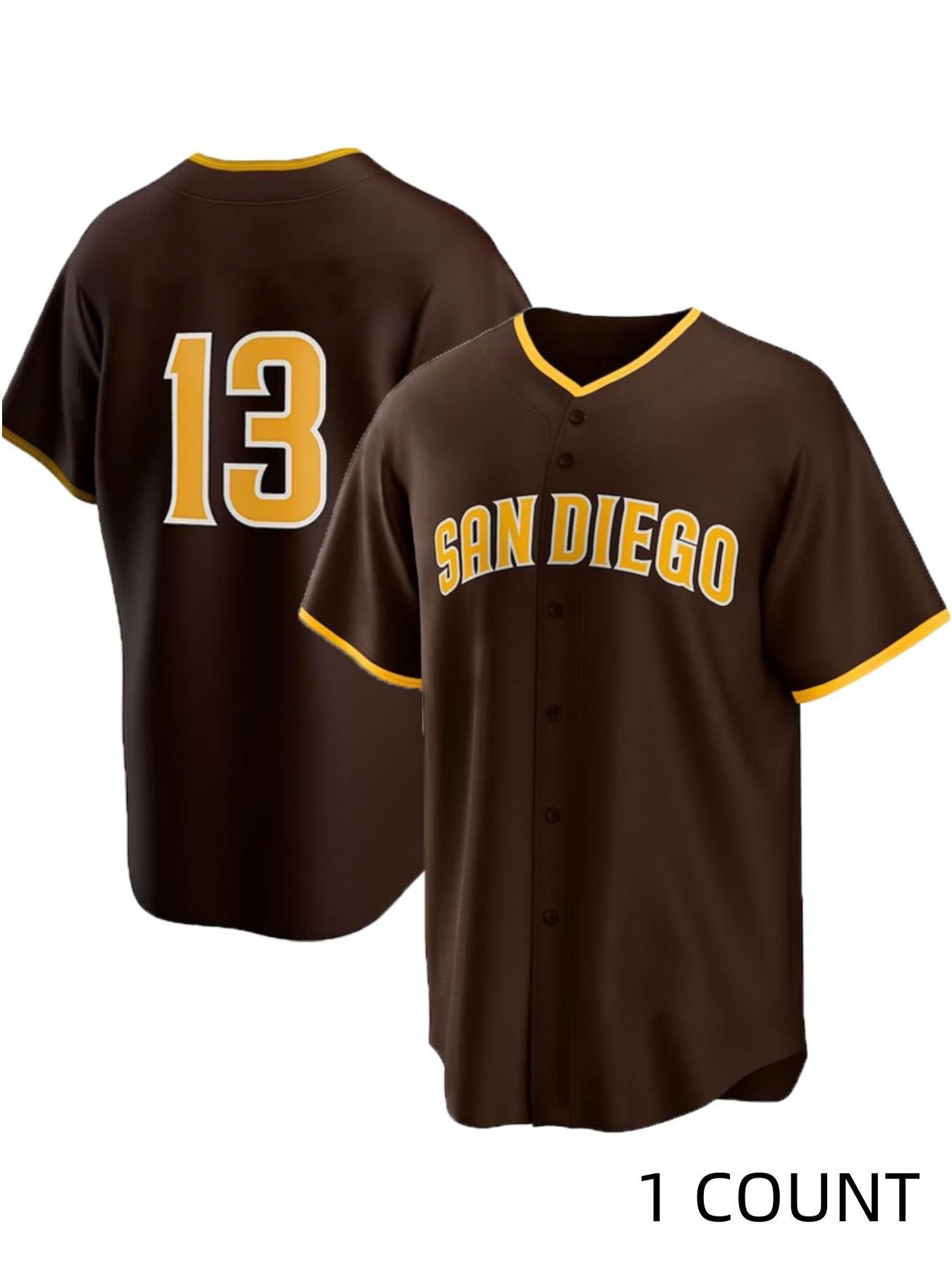 Men's Baseball Jersey, Breathable V Neck Short Sleeve Embroidered Baseball Top, Retro Letter Design for Training, Competition, and Casual Wear, Jersey Tee, Athletic Apparel