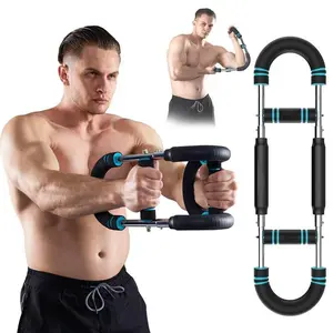 Adjustable Arm Trainer with Durable Metal Spring and Foam Handles, Portable Strength Training Bar for Home Gym, Chest, Triceps & Upper Body Exercise, Exercise Routine