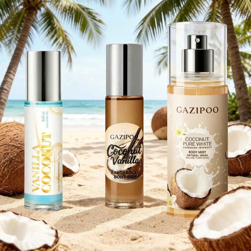 10ML Vanilla Coconut Rollerball X2 + 100ML Spray, Different Fragrances, Morning Travel, Midday Refresh, Evening Sleep Aid, Coconut Oil Perfume, Coconut Vanilla Scent