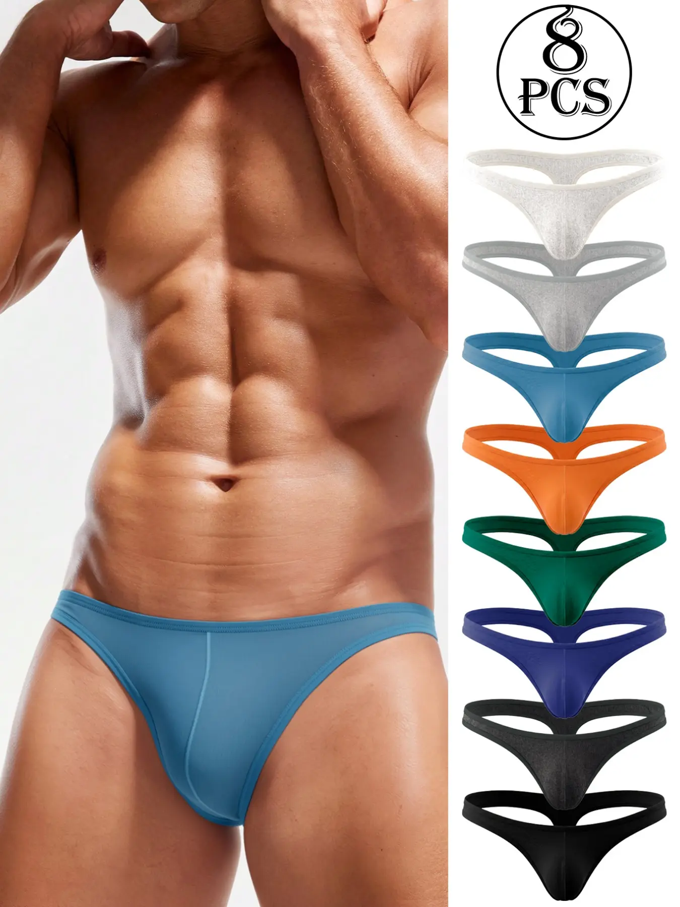 8-Pack Men's Underwear Set, New Sports Fitness Sexy Trunk, Low Profile Comfortable No-Remove Gym Pant, Slim-Fit Plain Design, Sporty Underwear