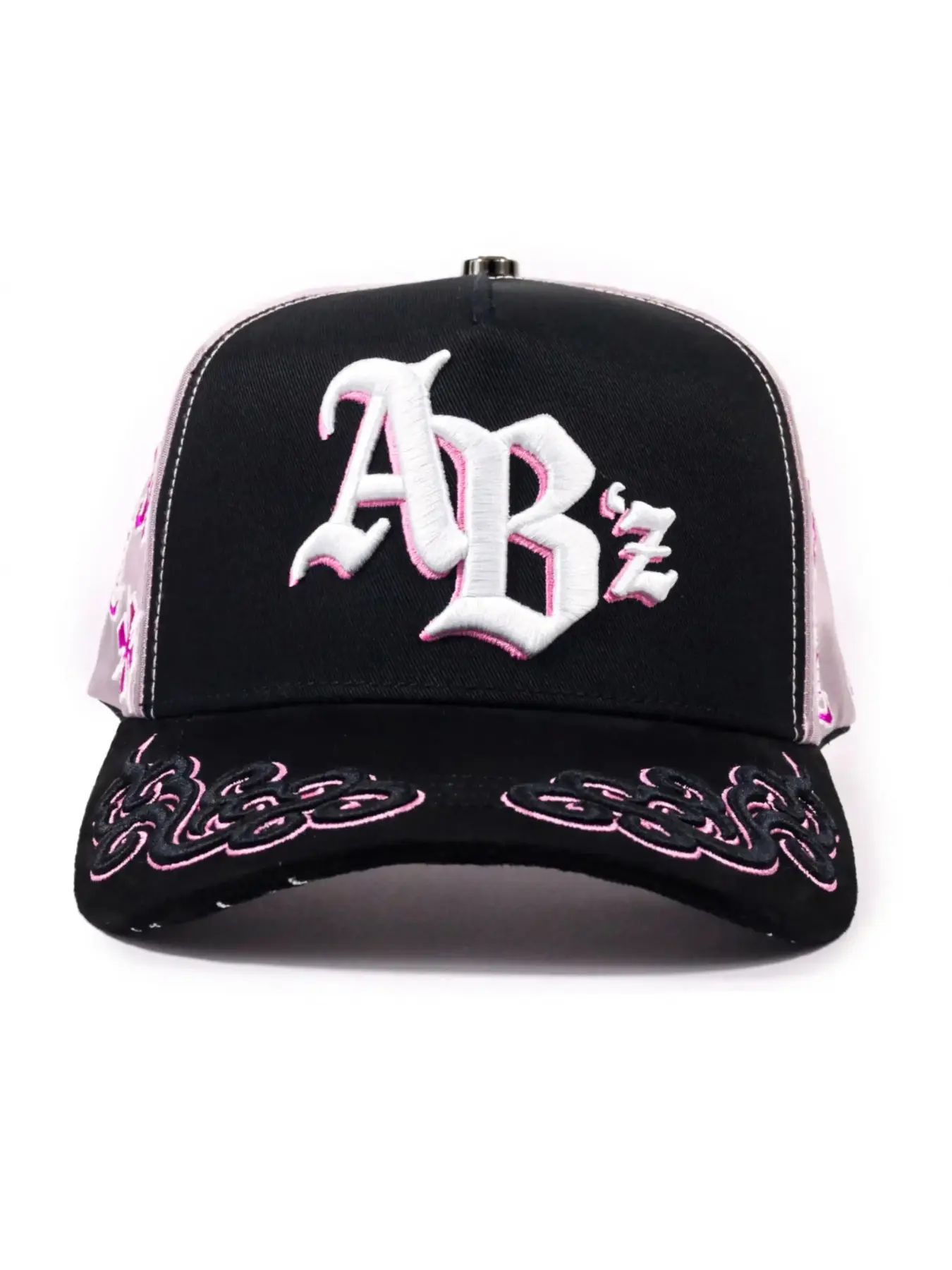 ABZ Black Teacher's Hat with Pink and White Details for a Unique Style Graphic Hats