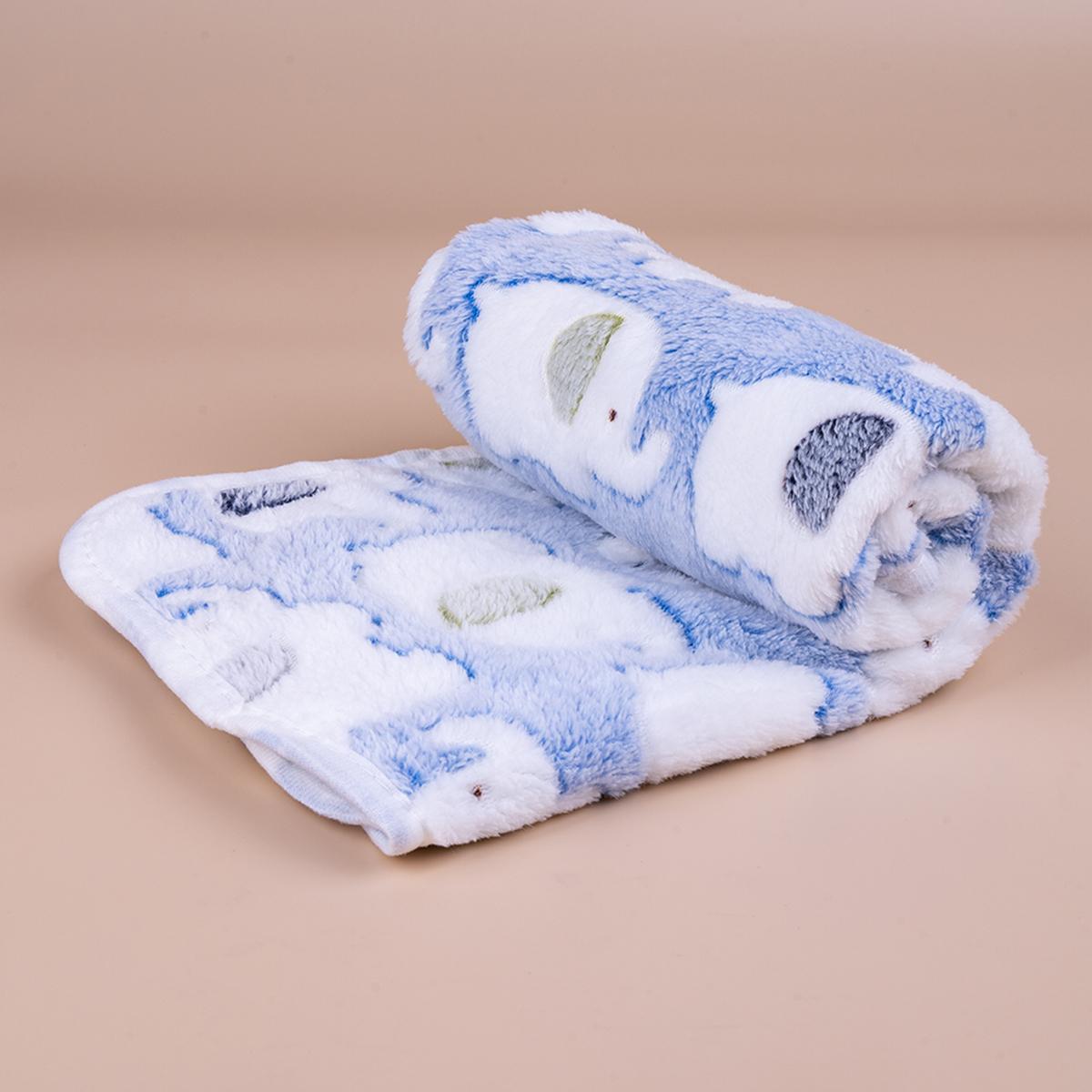 Cartoon Elephant Pattern Pet Blanket, Soft Plush Pet Blankets For Dog & Cat, Flannel Throw for Puppies and Kittens