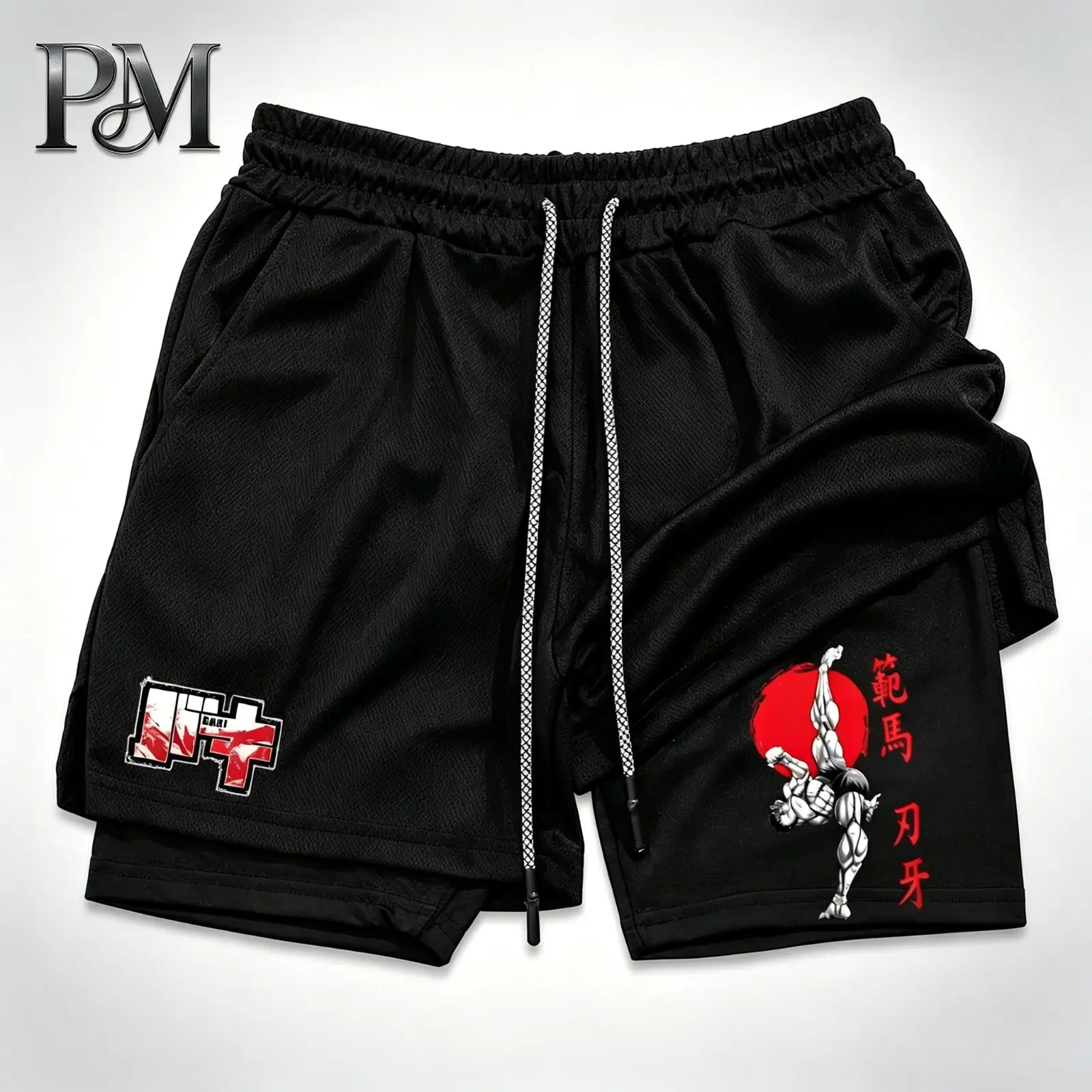 Men's Women's Anime Baki Hanma 2 In 1 Quick Dry Bilayer Sports Shorts Athletic Gym Workout Running Training Compression Shorts Manga Graphic Summer Fitness Streetwear Casual Activewear Holiday Gift