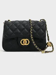 Fashionable Chanel-style quilted chain bag, shoulder and crossbody bag, underarm bag for women with embroidered lock clasp