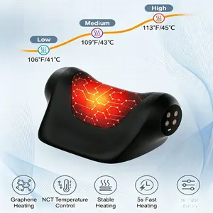 Neck Massager with Heat, Red Light & Adjustable Vibration, 3 Modes Heating Neck Stretcher, Rechargeable Cervical Traction Device, Relieve Pain & Relax Muscles, Ideal Gift for Men & Women