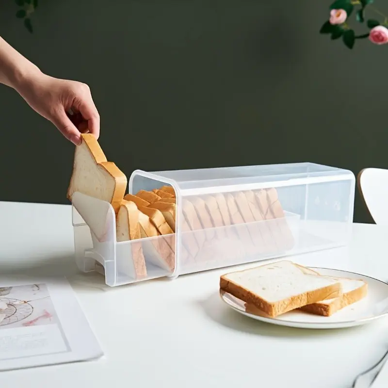 Pack of 1/3, bread slicing storage box, multi-purpose refrigerator storage box, thin plastic bread slicer and storage box, fresh-keeping loaf bread box, vertical plastic food storage box.