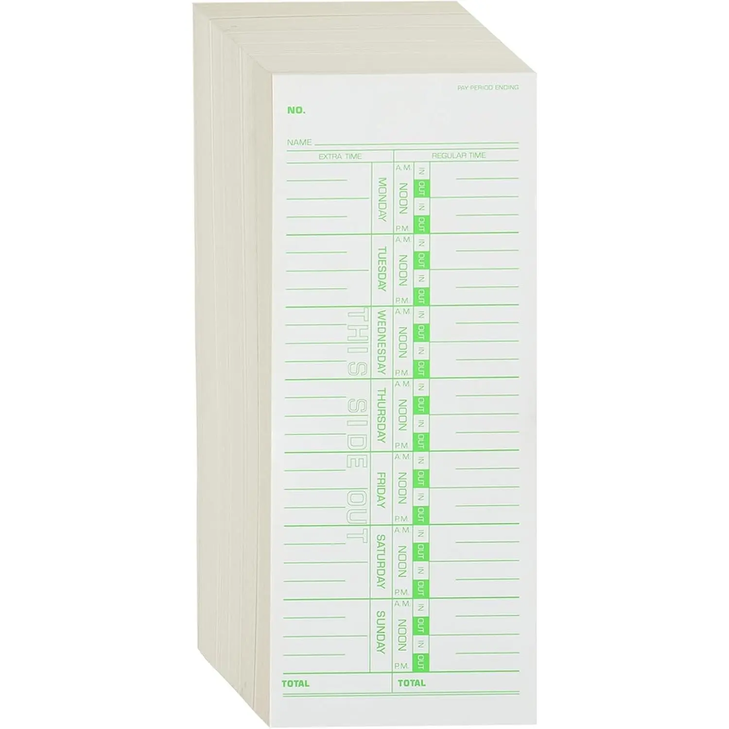 500PCS Weekly Time Cards for Employees, 1 Sided Time Sheets, 3-1/2" x 9", Green