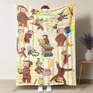 Curious George Everyday Adventures All-Over Print Fleece Blanket – Playful Monkey Career & Hobby Themed Plush Throw, Perfect for Kids & Curious George Fans, Ideal for Playroom