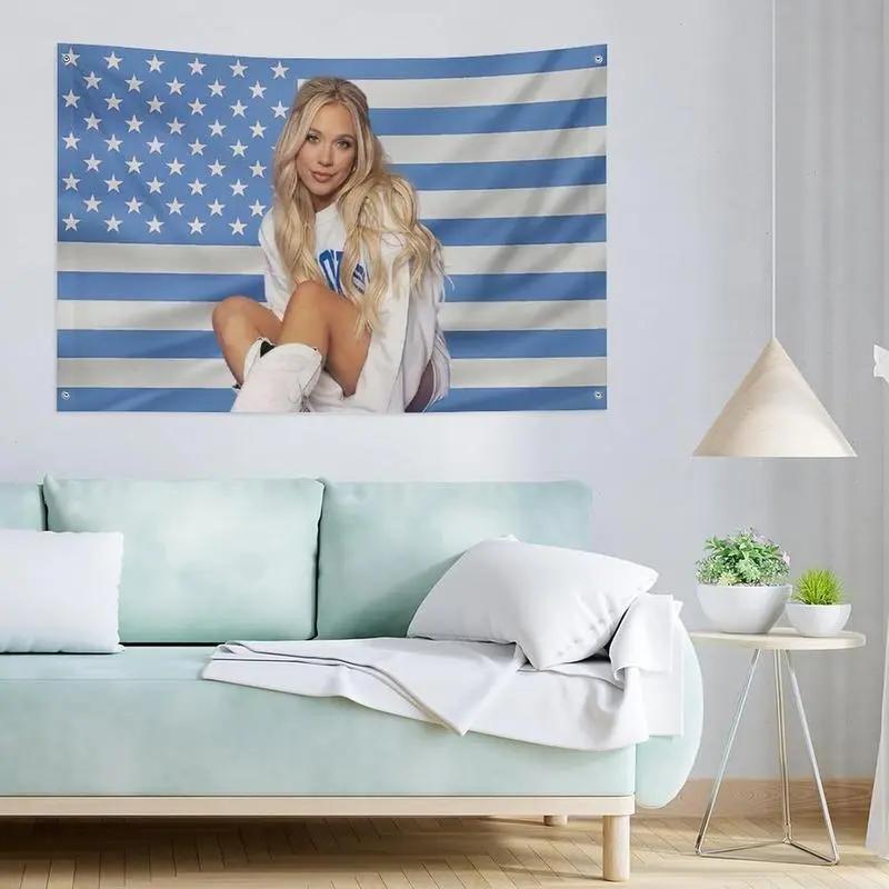 Flair Hub Tapestry Megan Star Moroney Tapestry Pink America Funny Cameron Flag Poster College Dorm Decor, Room Decor Merch Gift Modern Stripe Design Decoration Decorative Cotton