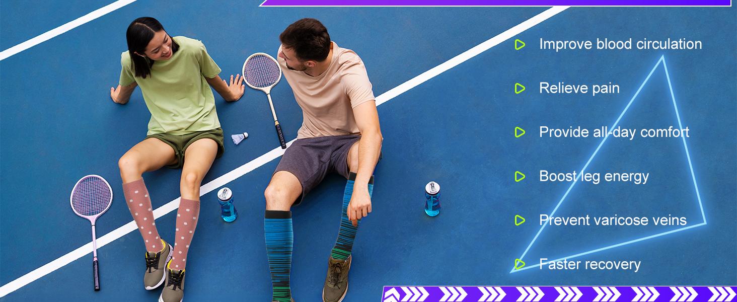 Open Toe Compression Socks Women & Men-3 Pairs 20-30 mmHg Knee High Stockings for Circulation Support