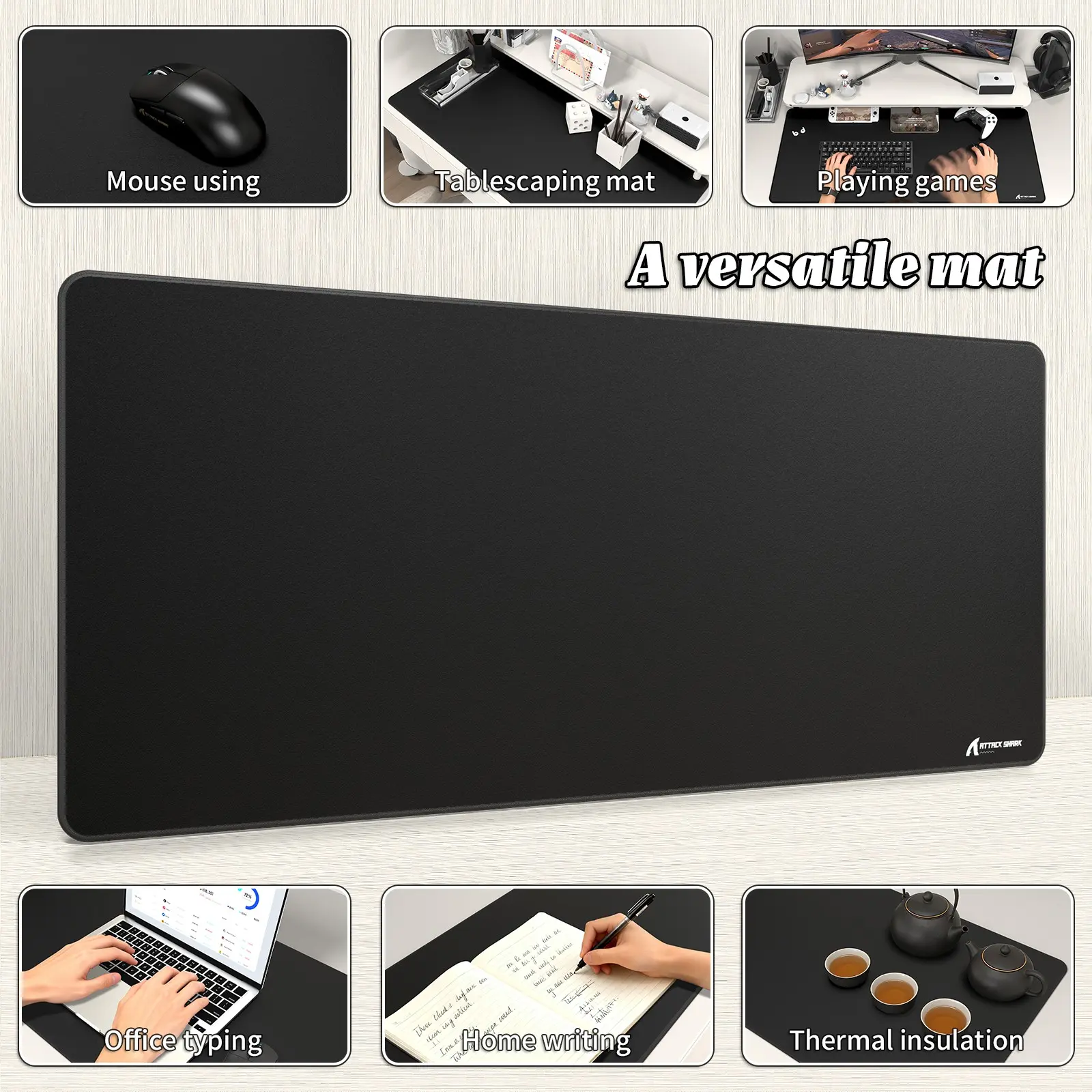ATTACK SHARK CM02 PRO Extra Large Gaming Mouse Pad,with Anti-Slip Rubber Never-Slip Tracking Stability Esports Mousepad,XXL Full Desk Coverage for Writing Desk Office Home Laptop 35.43" x 15.75"