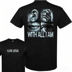 ✝️❤️I Love Jesus With All I Am Christian T-shirt, Trendy Religious Tee, God Lover Shirt