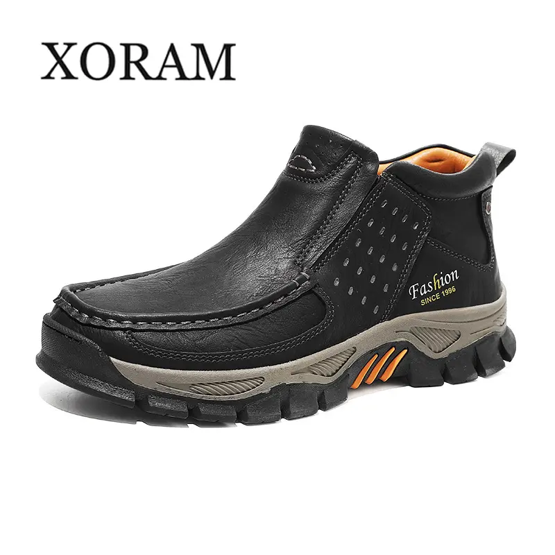 XORAM Men's Autumn Winter Closed Ankle Safety Work Boots - Light Soft Cushion, Plus Size, Worker Casual Wear Footwear for Labor & Outdoor Walking Shoes 8778, Lace Up, Slip Resistant Work & Safety Footwear, Labor Work