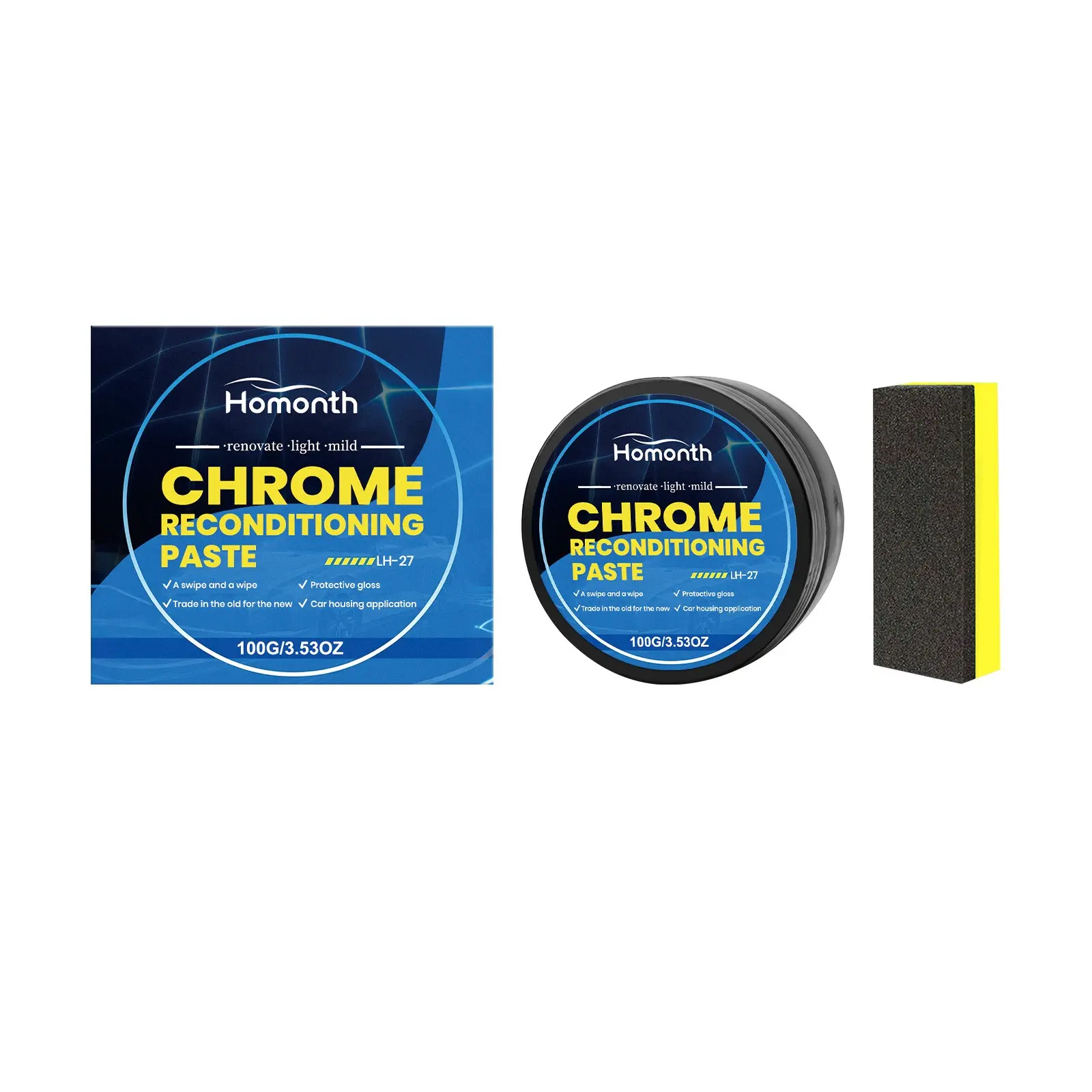 Car Chrome Care Paste, Removes Dirt and Oxidation, Polishes and Brightens, Essential for Car Chrome Trim Maintenance