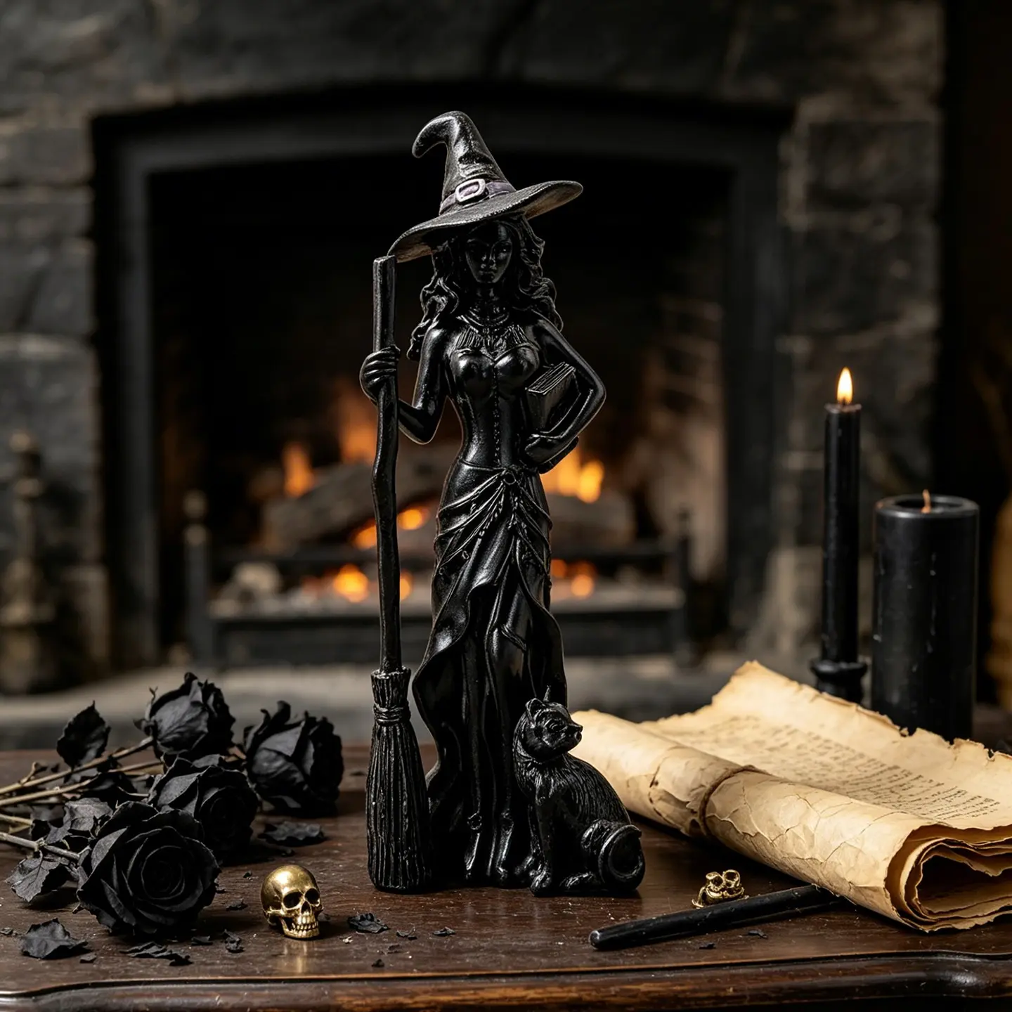 Gothic Hecate Statue, Witch Statue 7.5 Inches – 2026 New Halloween Enchanting Witch Sculpture, Gothic Halloween Resin Ornament, Retro Sorceress Mystical Decoration, Dark Fantasy Desktop Decor
