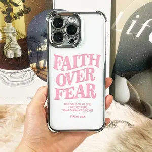 Faith Over Fear Phone Case, Pink Christian Bible Verse Psalm 118:6 Inspirational Clear Style for iPhone 17 16 15 14 13 12 11 X Plus Pro Max, Shockproof Gift