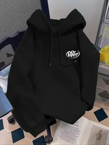 Dr Pepper Pop Art Print Hoodie, Casual Loose-Fitting Long Sleeve Top, All-Seasons Fashion, Unique Graphic Design, Comfortable & Stylish