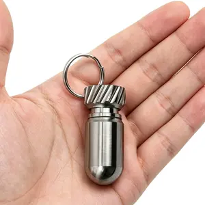 Aluminium Waterproof Keychain Pill Case, Portable Edc Pocket Medicine Container, Ideal for Daily Pills & Tiny Accessories, C15 Model