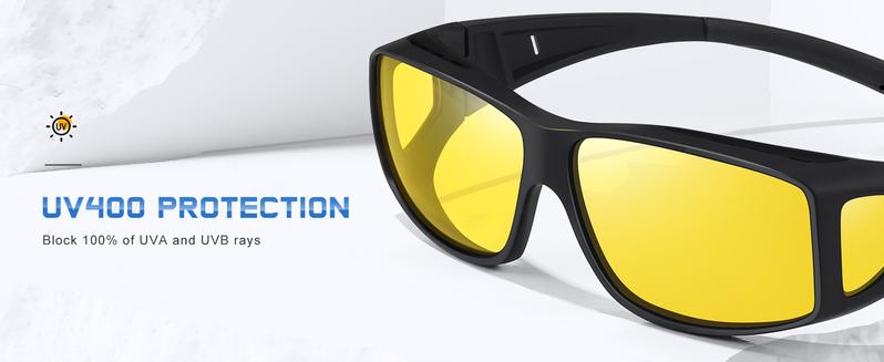 【Holiday Haul】Night Driving Glasses Night Vision Glasses Fit Over Sunglasses for Men Women,HD Yellow Lens, Anti Glare Polarized Nighttime Glasses.