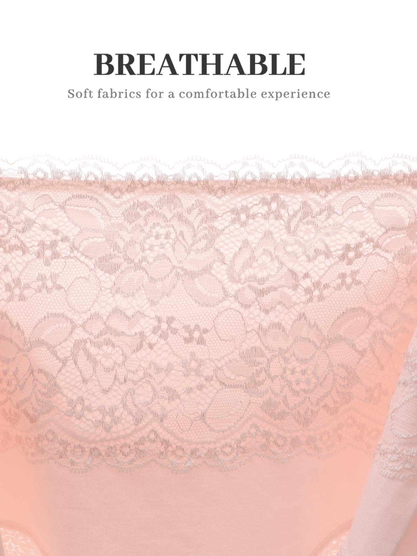 QUASTI 6 Piece Women's High Elasticity Briefs, Cotton Comfortable & Breathable Underwear, Hip Lifting Underwear Lace Style Fashionable Design, Suitable For Women's Daily Life SpringStatements