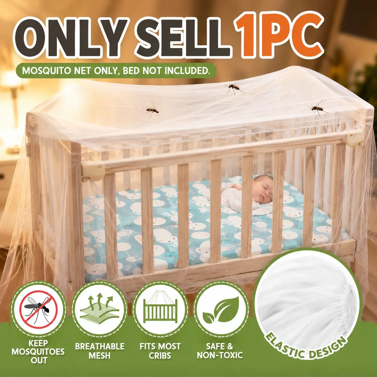 1pc Bed Mosquito Net - Breathable and Ventilated - Easy to Assemble, Lightweight Mesh, Suitable for Beds, Cribs, Infant, Insect Protection, Newborn
