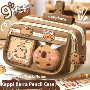 Capybara Pencil Case Set, 8pcs/226pcs/128pcs, Includes Capybara Pen & Eraser, Ideal for School & Office Use, Cute Stationery, Office Supplies, Pencil Bag