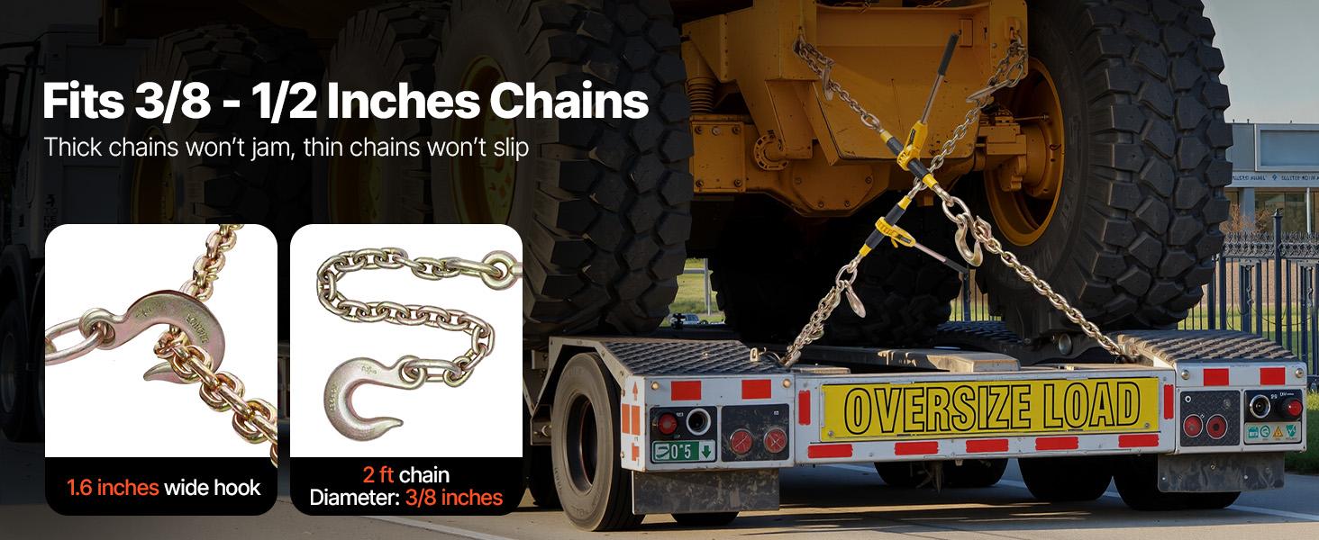 Ratchet Chain Binder, 9200 lbs Working Load, Chain Binders Compatible with 3/8 in - 1/2 in Chains, Heavy Duty Ratchet Load Binder with Handles for Truck, Tie Down, Hauling, Towing, Logging