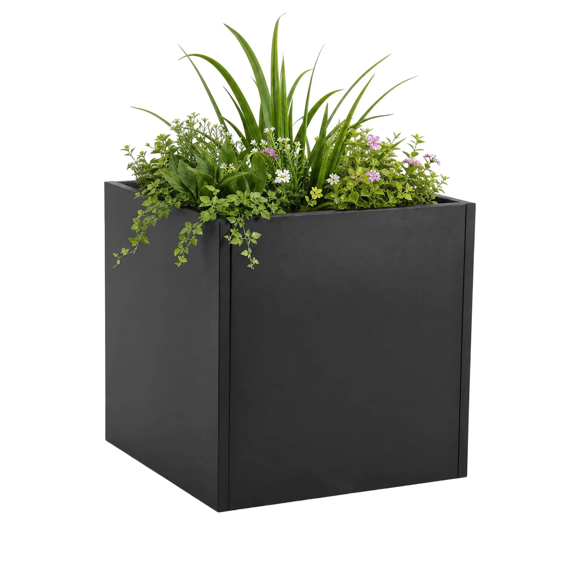 Square Metal Planter Box 20", Raised Planter Container with Adjustable Divider, Outdoor Garden Bed for Patio Front Porch Backyard Garden