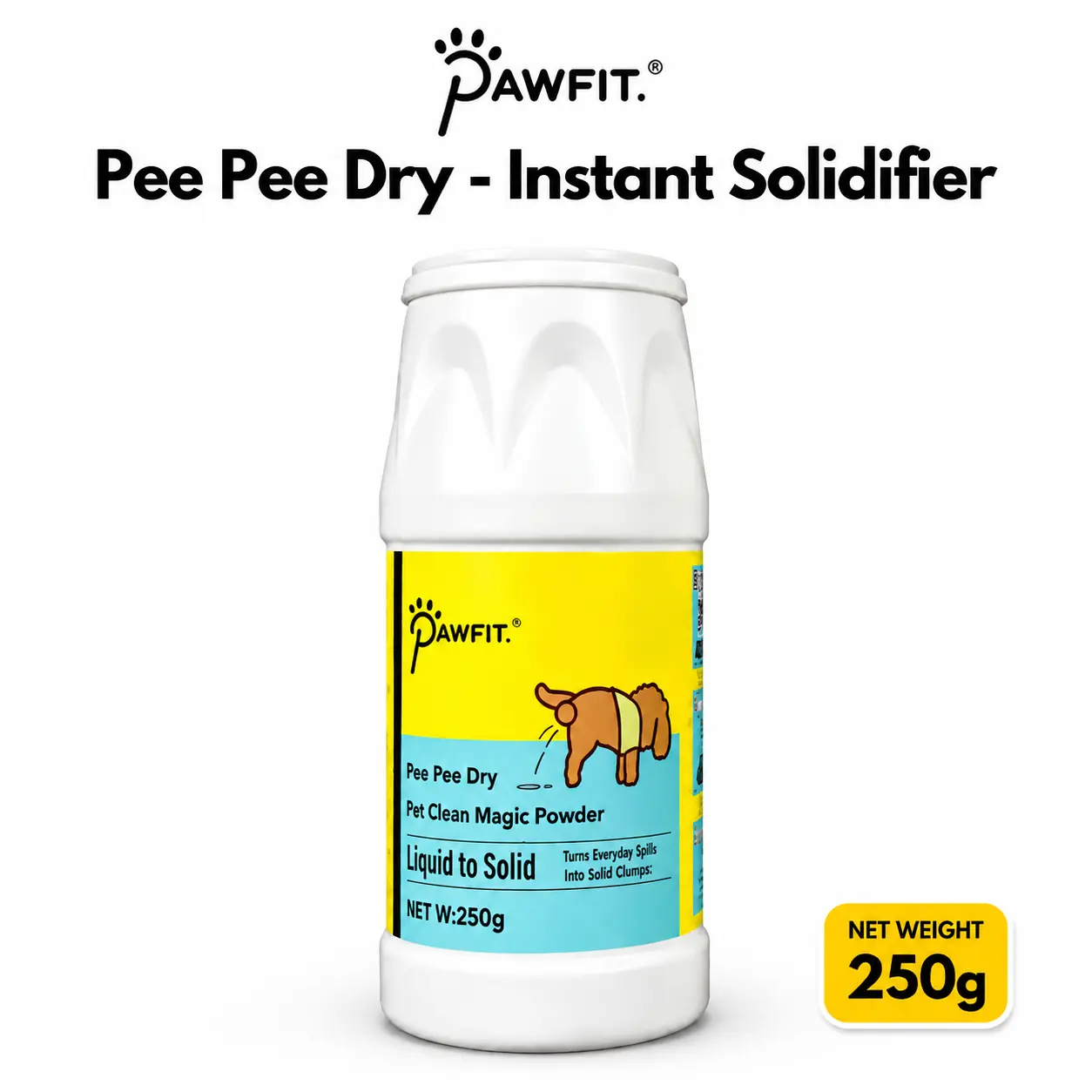 Pee Pee Dry Pet Urine Solidifier Powder – Fast-Acting Liquid-to-Solid Cleanup for Hard Floors, Ideal for Dog & Cat Accidents, Vomit, and Diarrhea